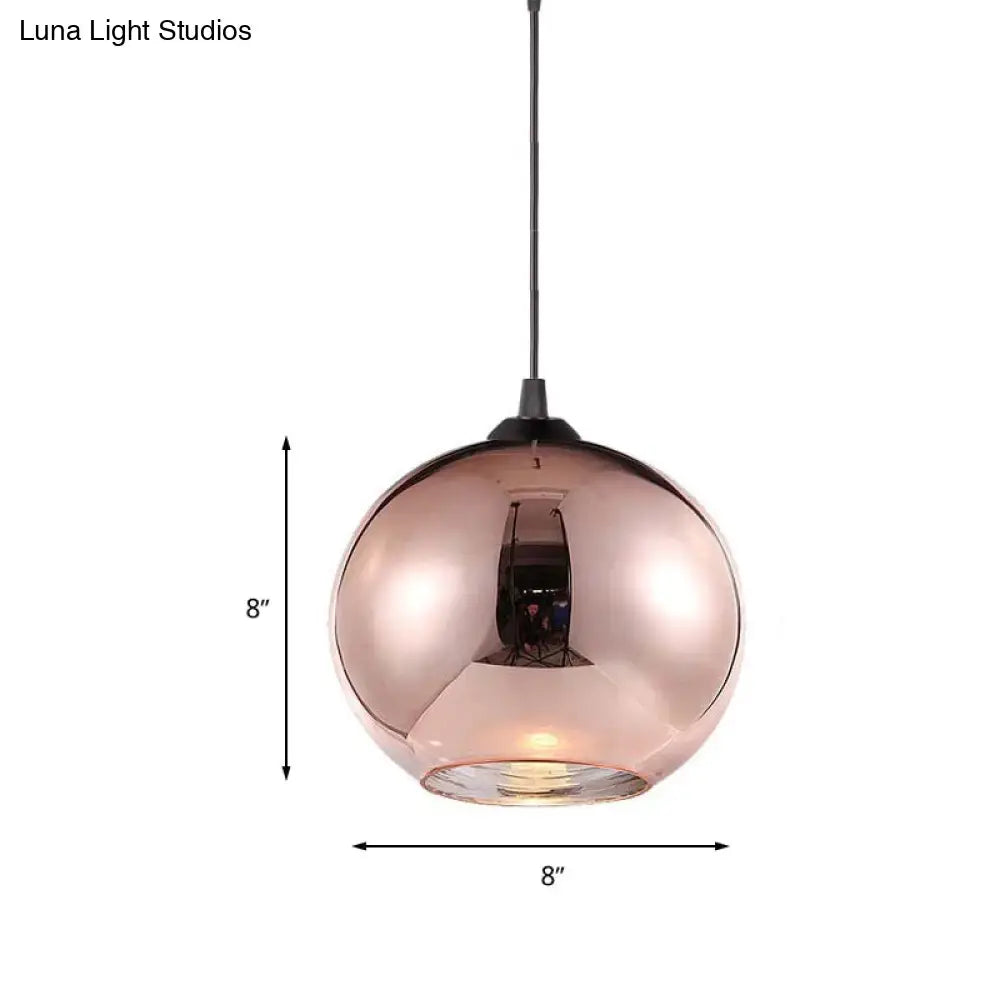 Modern rose gold copper sphere pendant light for kitchen bar