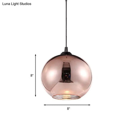 Modern rose gold copper sphere pendant light for kitchen bar