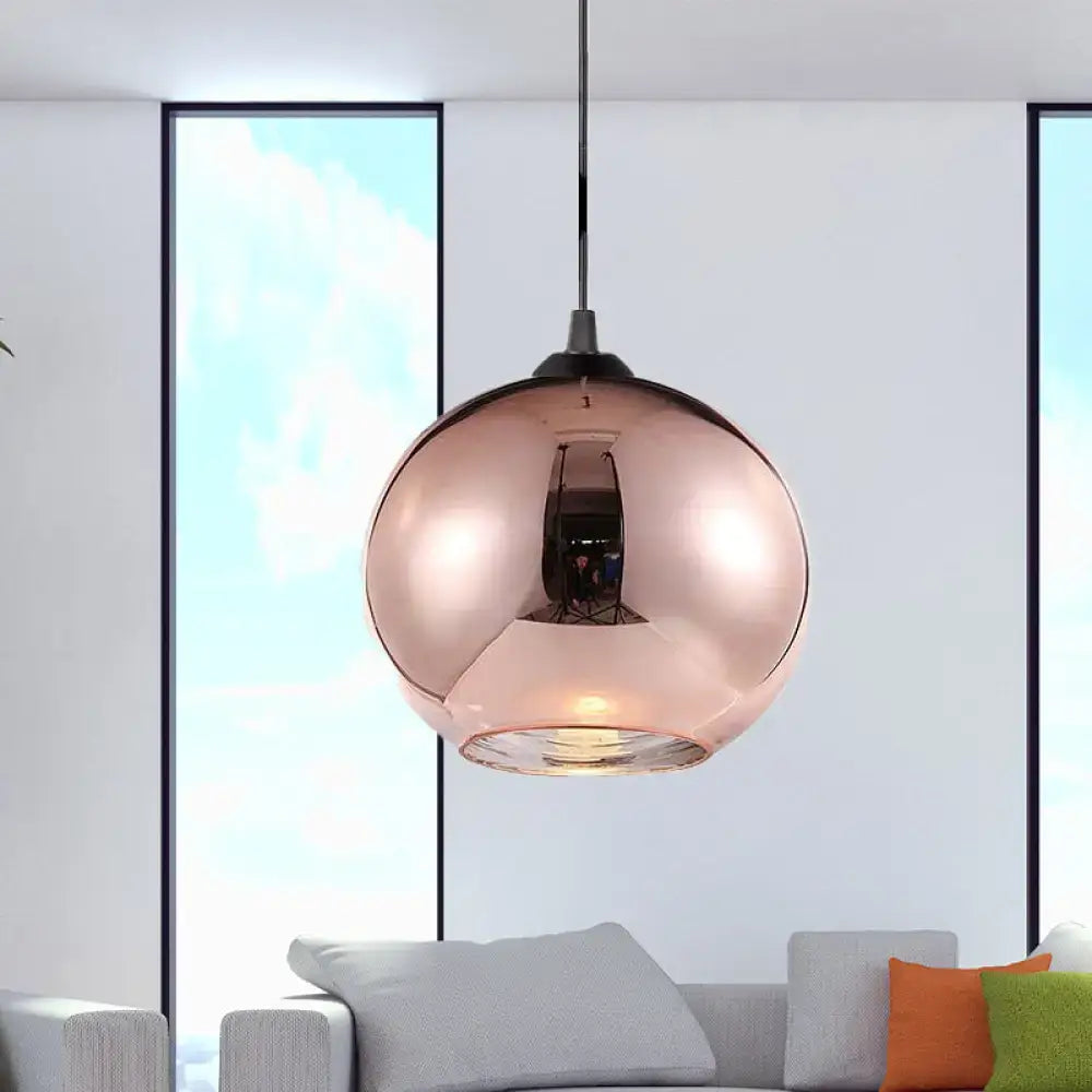 Modern rose gold copper sphere pendant light for kitchen bar