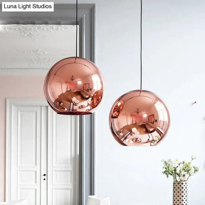 Modern rose gold copper sphere pendant light for kitchen bar