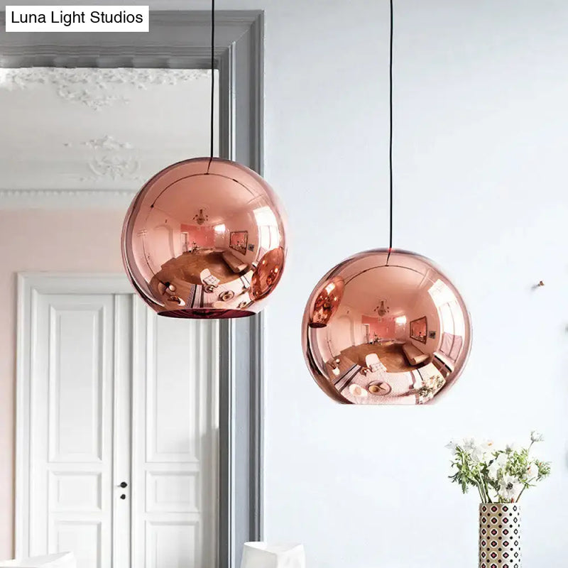 Modern rose gold copper sphere pendant light for kitchen bar