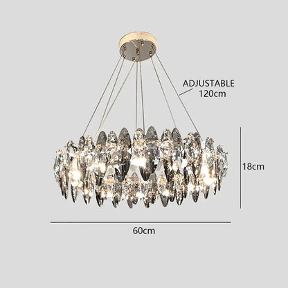 Modern rose gold crystal dimmable led pendant lights dining room