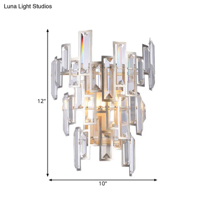 DecorBites™ Modern Rose Gold Crystal Wall Sconce with Rectangular-Cut Tier Design for Dining Room