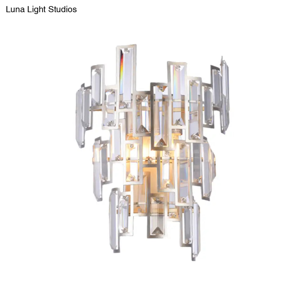DecorBites™ Modern Rose Gold Crystal Wall Sconce with Rectangular-Cut Tier Design for Dining Room