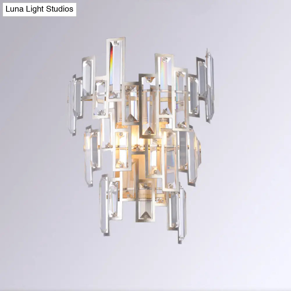 DecorBites™ Modern Rose Gold Crystal Wall Sconce with Rectangular-Cut Tier Design for Dining Room