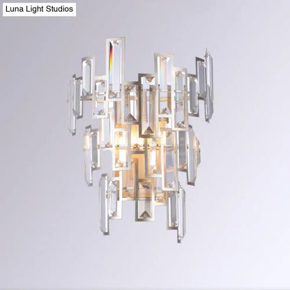 DecorBites™ Modern Rose Gold Crystal Wall Sconce with Rectangular-Cut Tier Design for Dining Room