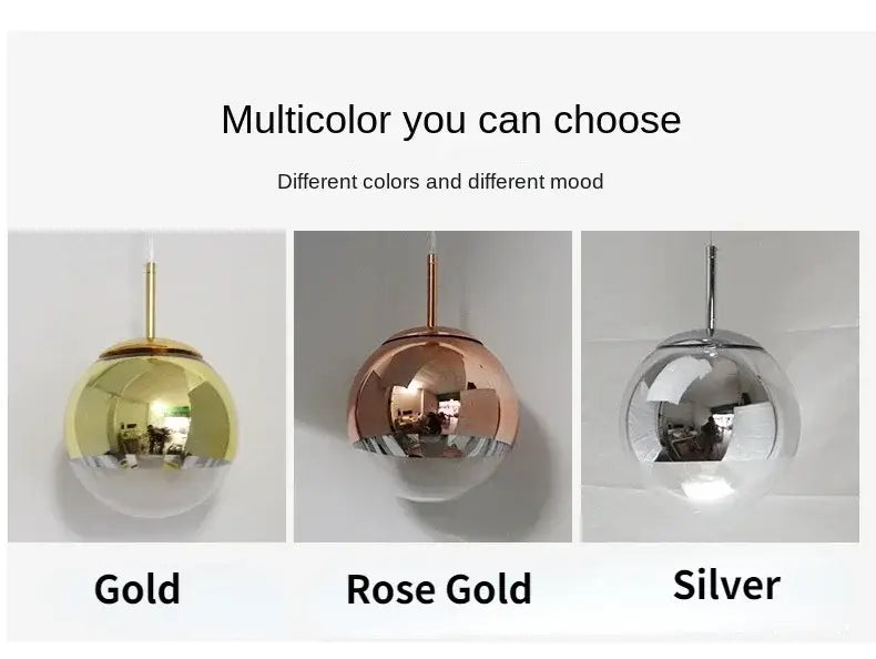 Modern rose gold & frosted glass ball pendant light kitchen fixture