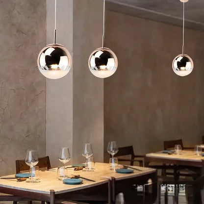 Modern rose gold & frosted glass ball pendant light kitchen fixture