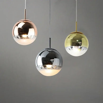 Modern rose gold & frosted glass ball pendant light kitchen fixture