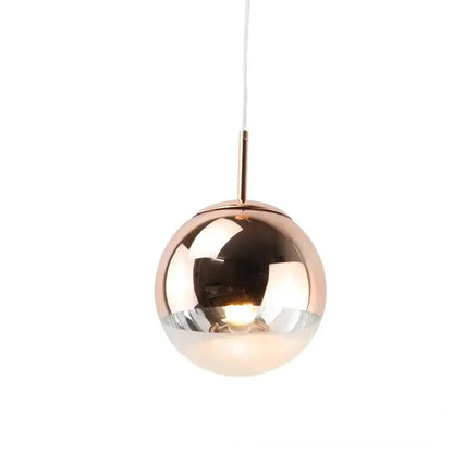 Modern rose gold & frosted glass ball pendant light kitchen fixture