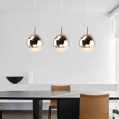 Modern rose gold & frosted glass ball pendant light kitchen fixture