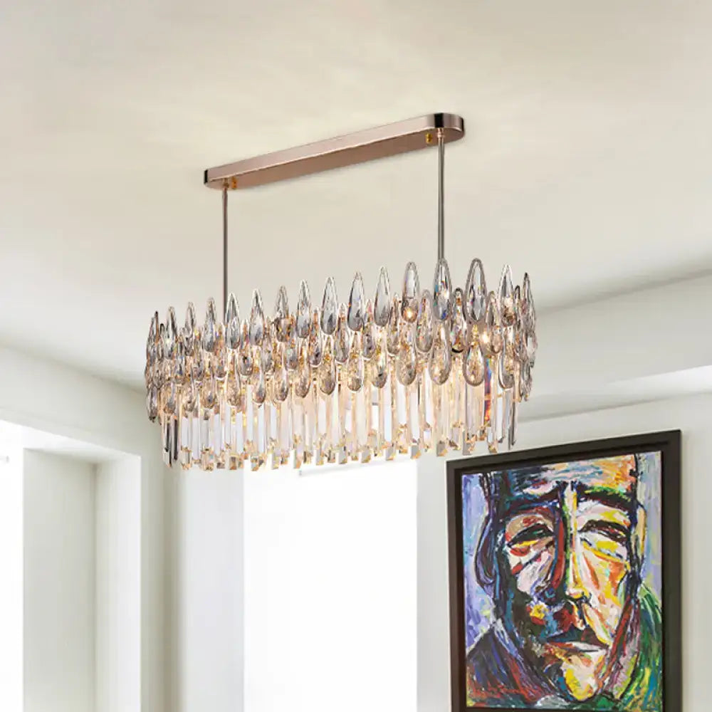 Modern rose gold island lighting with crystal tiers for kitchens