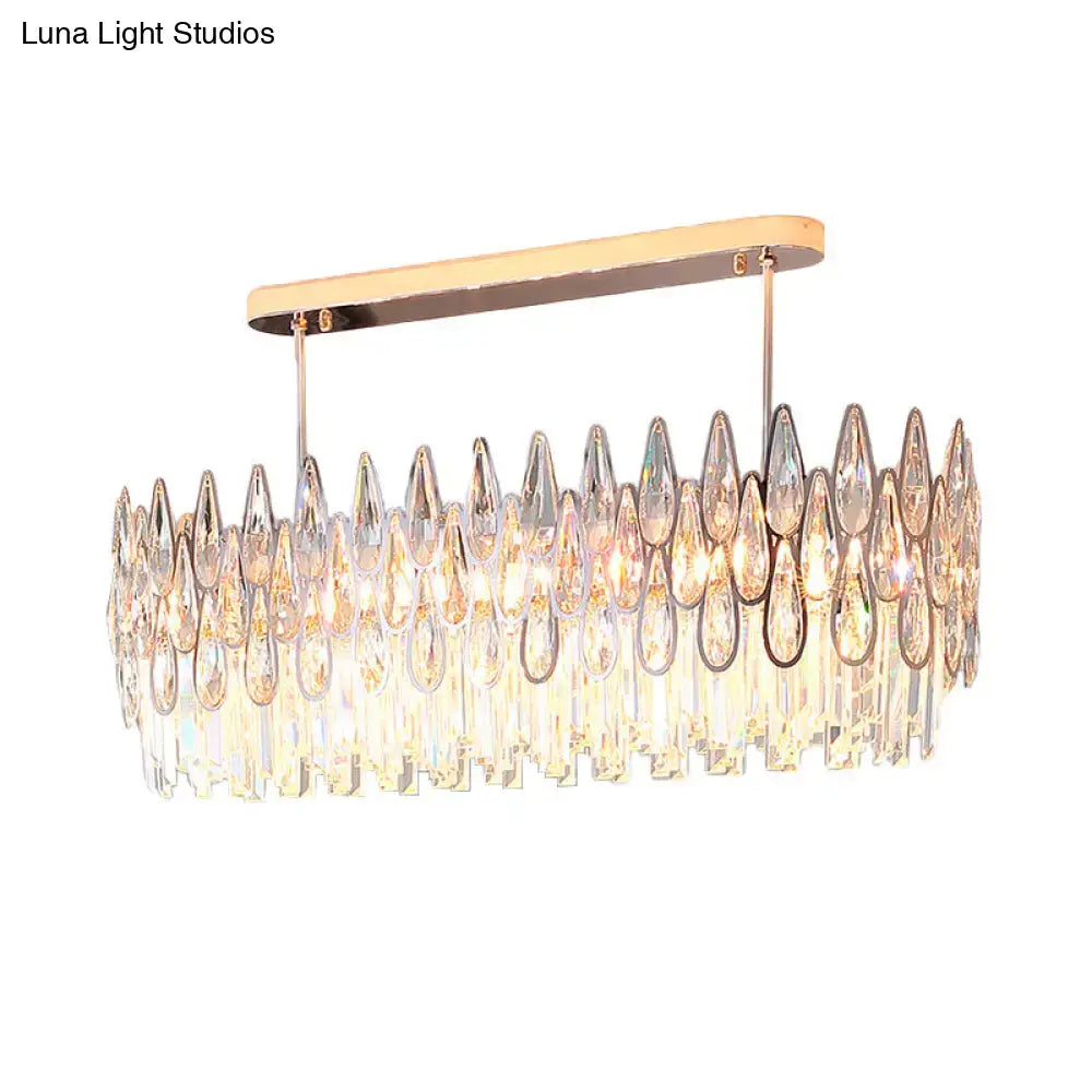 Modern rose gold island lighting with crystal tiers for kitchens