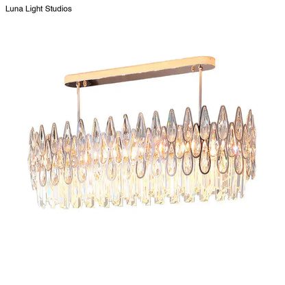Modern rose gold island lighting with crystal tiers for kitchens
