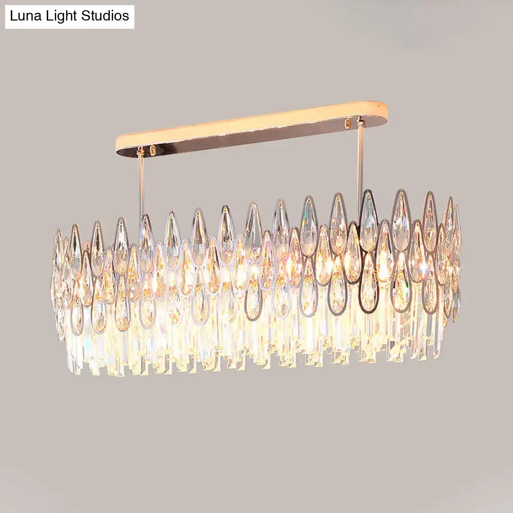 Modern rose gold island lighting with crystal tiers for kitchens