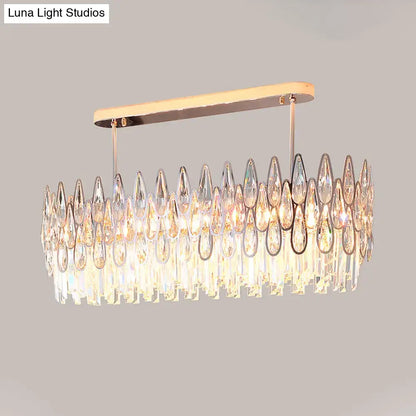Modern rose gold island lighting with crystal tiers for kitchens