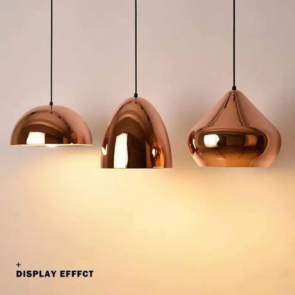Modern rose gold pendant lights for dining room island decor