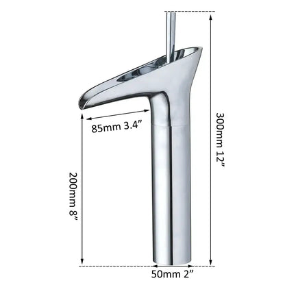 Modern rose gold waterfall bathroom faucet single handle tall tap