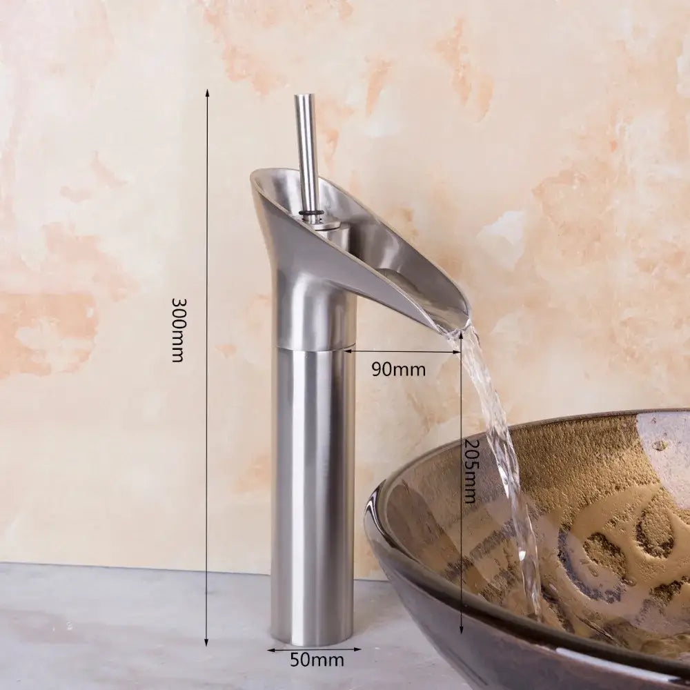 Modern rose gold waterfall bathroom faucet single handle tall tap