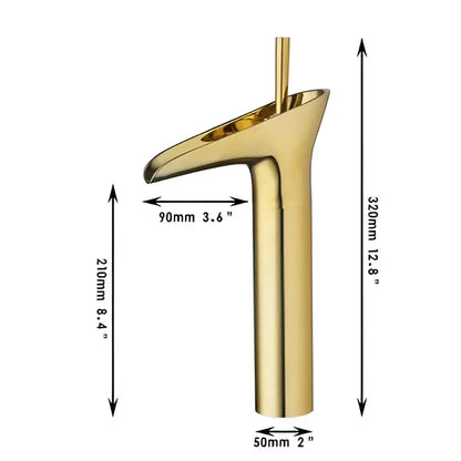 Modern rose gold waterfall bathroom faucet single handle tall tap