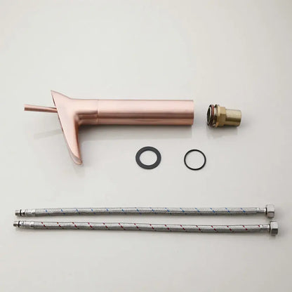 Modern rose gold waterfall bathroom faucet single handle tall tap