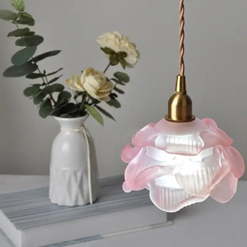 Modern rose orange & creamy white glass led pendant light kitchen