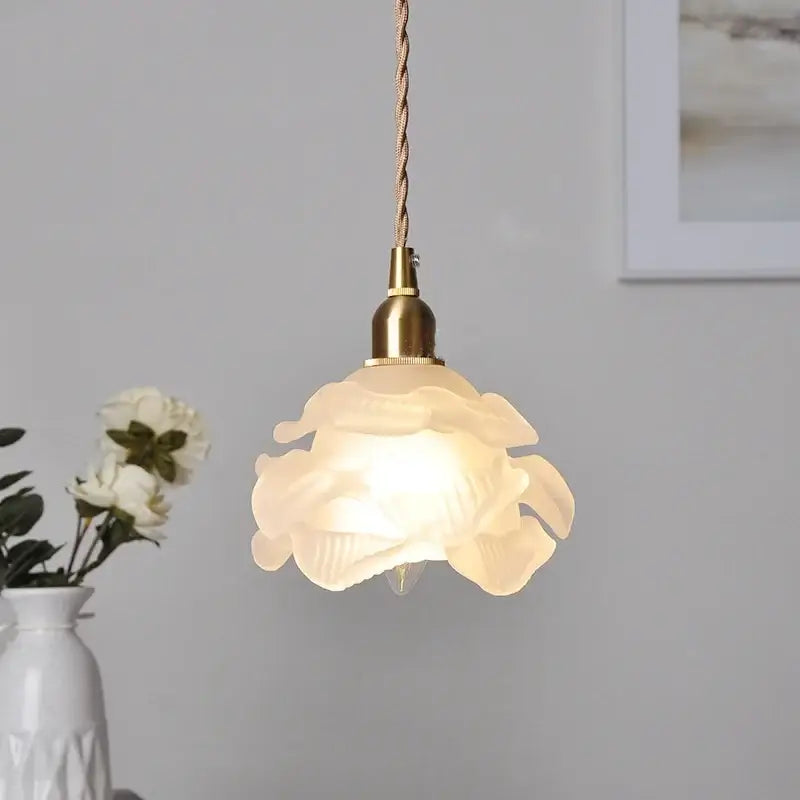 Modern rose orange & creamy white glass led pendant light kitchen