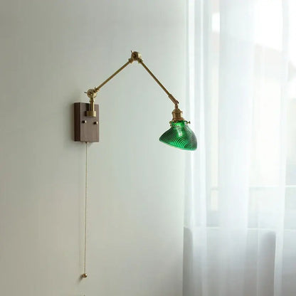 Modern rotatable brass wall light fixture with textured glass stair lamp