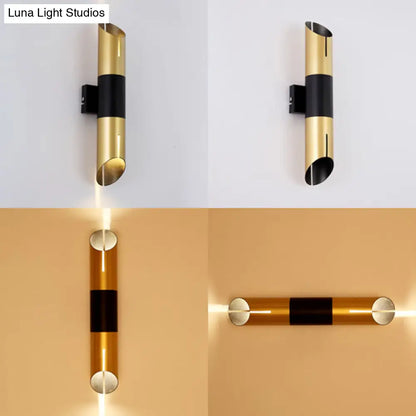DecorBites™ Modern Rotatable Cylinder Wall Sconce with Integrated LED Golden Lighting