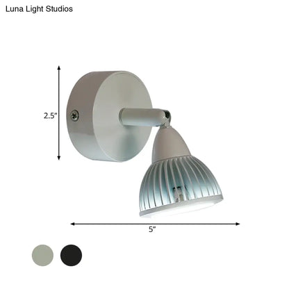 DecorBites™ Modern Rotatable Domed Wall Sconce Light - Metal LED Wall Lamp in Black/White with Switch, Warm/White Light Options