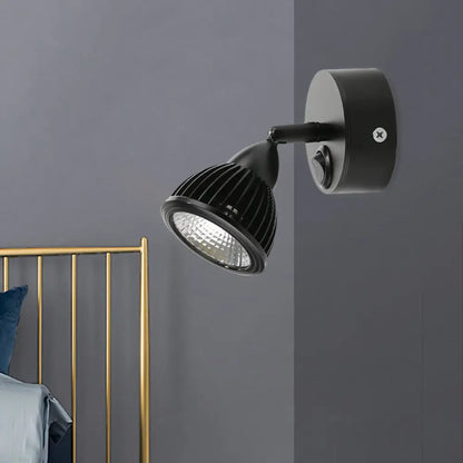DecorBites™ Modern Rotatable Domed Wall Sconce Light - Metal LED Wall Lamp in Black/White with Switch, Warm/White Light Options
