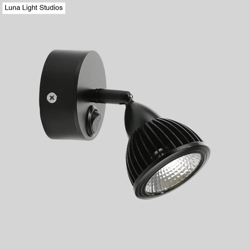 DecorBites™ Modern Rotatable Domed Wall Sconce Light - Metal LED Wall Lamp in Black/White with Switch, Warm/White Light Options