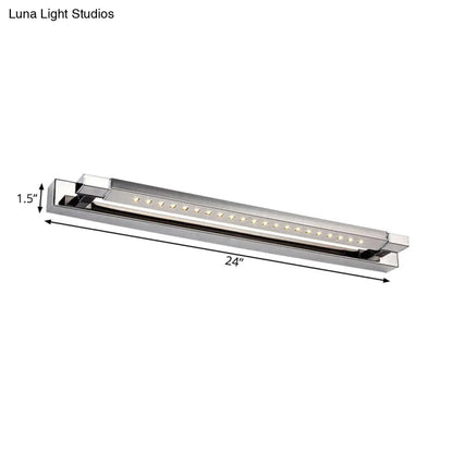 DecorBites™ Modern Rotatable Stainless Steel LED Vanity Sconce Light - 18.5"/24" - Chrome, Warm/White Lighting