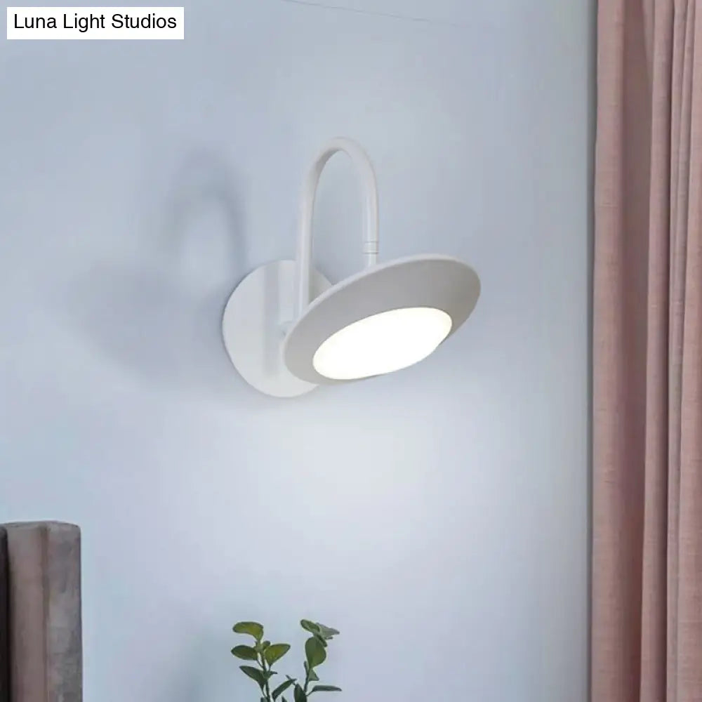 DecorBites™ Modern Rotatable Urn Wall Sconce Lamp in Metallic White/Coffee with LED Lighting and Gooseneck Arm for Bedroom