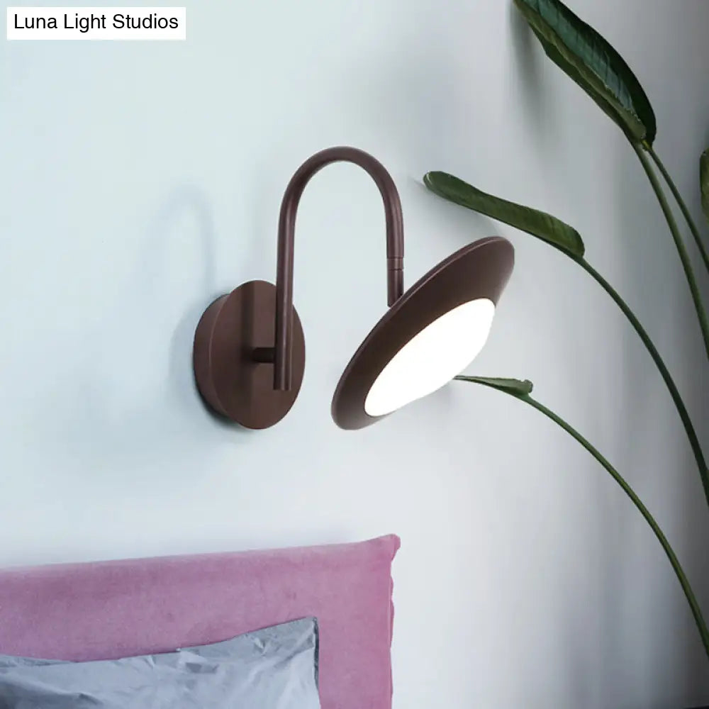 DecorBites™ Modern Rotatable Urn Wall Sconce Lamp in Metallic White/Coffee with LED Lighting and Gooseneck Arm for Bedroom
