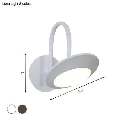 DecorBites™ Modern Rotatable Urn Wall Sconce Lamp in Metallic White/Coffee with LED Lighting and Gooseneck Arm for Bedroom