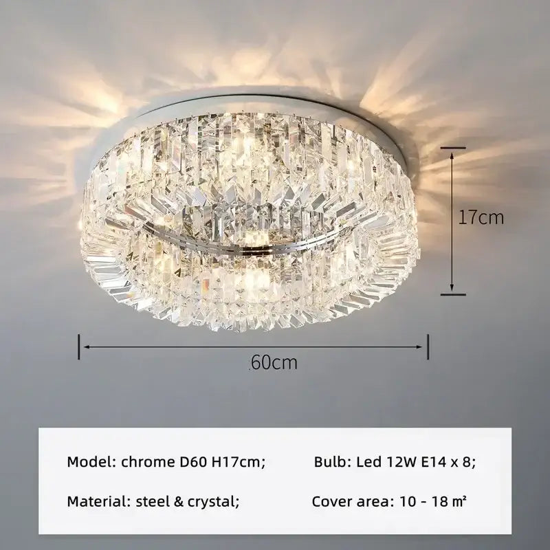 Modern round crystal led ceiling light bedroom chandelier