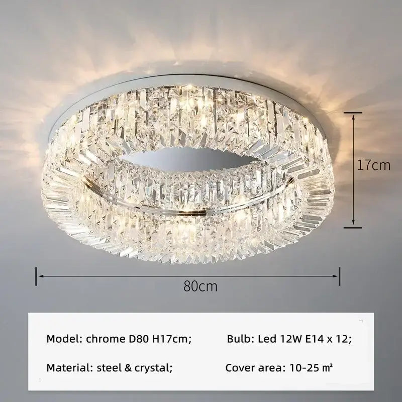 Modern round crystal led ceiling light bedroom chandelier