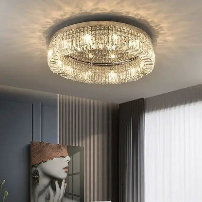 Modern round crystal led ceiling light bedroom chandelier