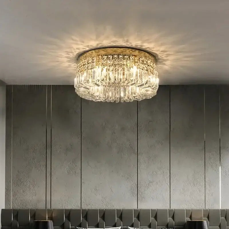 Modern round crystal led ceiling light bedroom chandelier