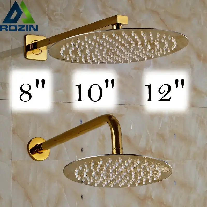 Modern round gold ultrathin rainfall shower head set bathroom