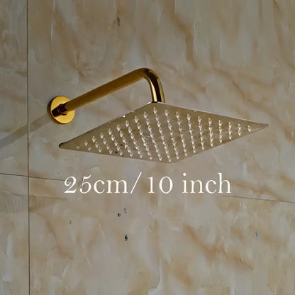 Modern round gold ultrathin rainfall shower head set bathroom