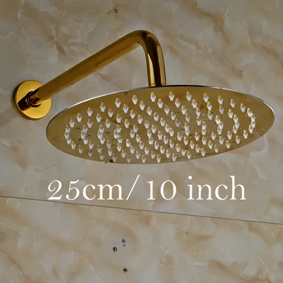 Modern round gold ultrathin rainfall shower head set bathroom