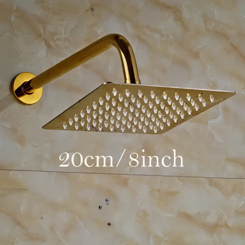 Modern round gold ultrathin rainfall shower head set bathroom