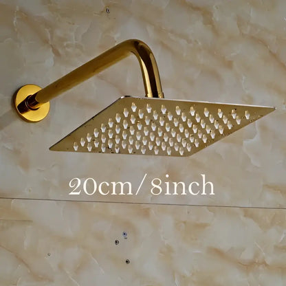 Modern round gold ultrathin rainfall shower head set bathroom