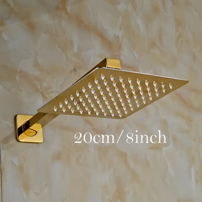 Modern round gold ultrathin rainfall shower head set bathroom