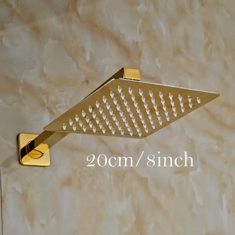 Modern round gold ultrathin rainfall shower head set bathroom