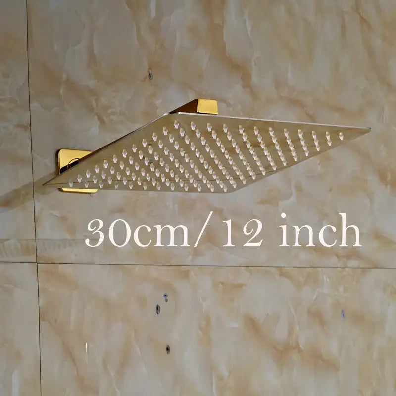 Modern round gold ultrathin rainfall shower head set bathroom