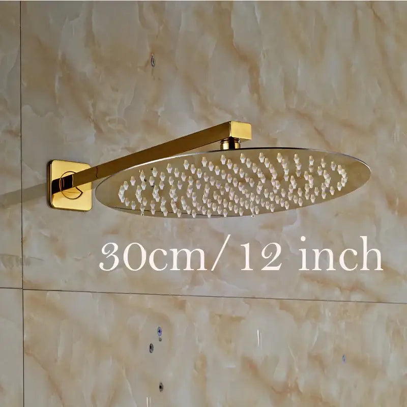 Modern round gold ultrathin rainfall shower head set bathroom
