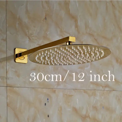 Modern round gold ultrathin rainfall shower head set bathroom